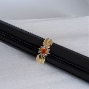 14k QCD Quality Color Design Citrine & Diamond Ring